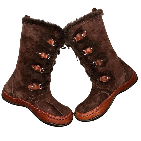 The North Face Abby II Brown Suede & Faux Fur Lace-Up Calf High Waterproof Boots - Picture 5 of 13